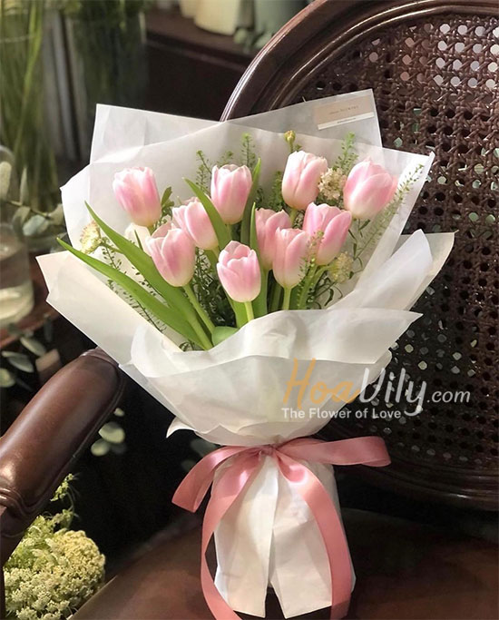 Bó hoa tulip hồng - Hạnh phúc viên mãn