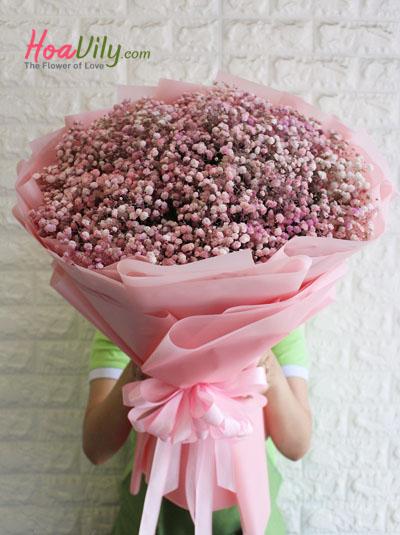 Bó hoa baby hồng dễ thương