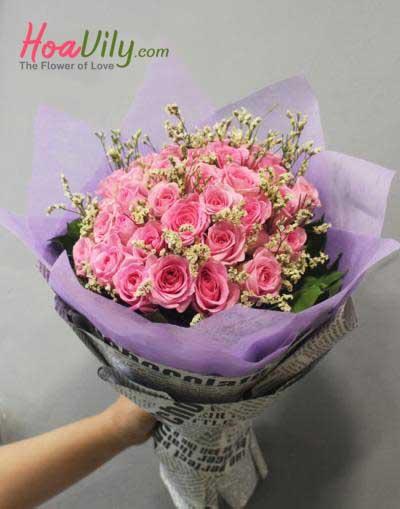 Bó hoa đẹp- bó hồng dâu