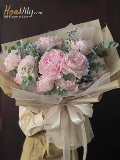 Bó hoa mẫu đơn hồng - Dành trọn yêu thương