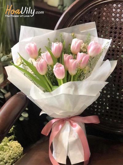 Bó hoa tulip hồng - Hạnh phúc viên mãn