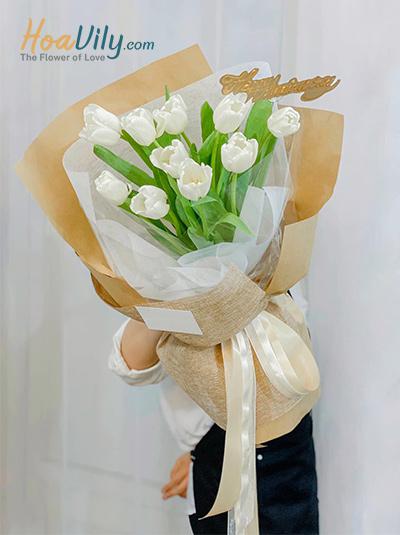 Bó hoa tulip trắng - My angel