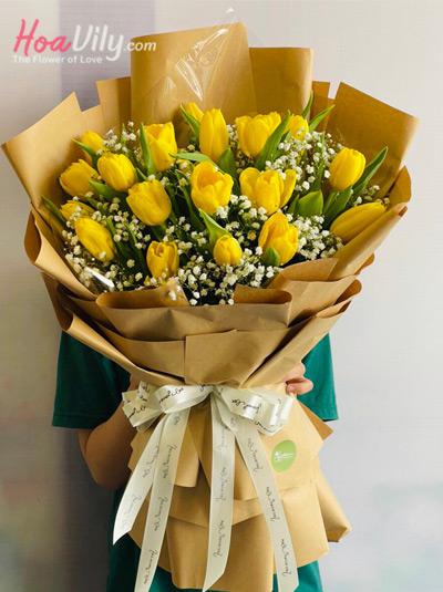 Bó hoa tulip vàng 20 cành - Tình yêu màu nắng