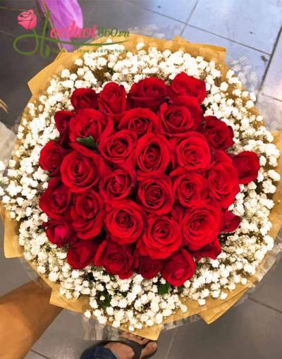 Hoa sinh nhật - Bó hoa hồng đỏ đằm thắm
