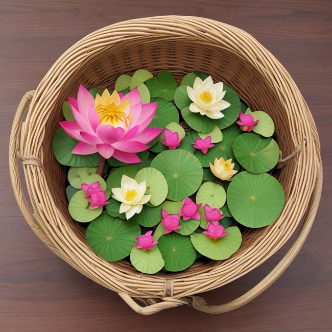 Giỏ hoa sen dâng cúng ngày lễ Phật đản