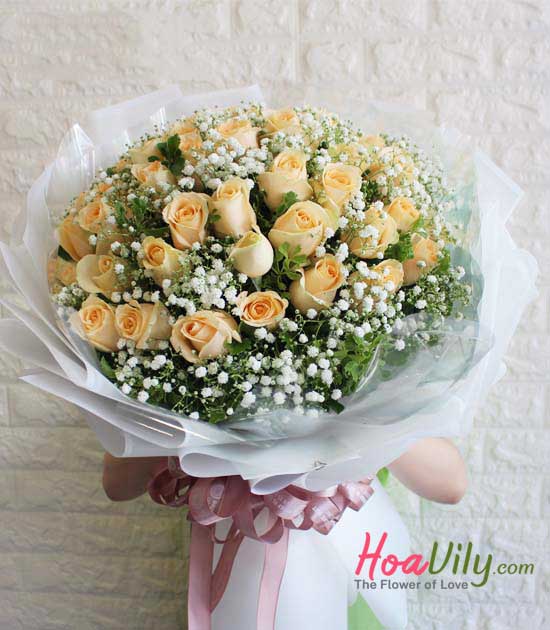 Bó hoa hồng cam - Hoa sinh nhật đẹp tặng chồng