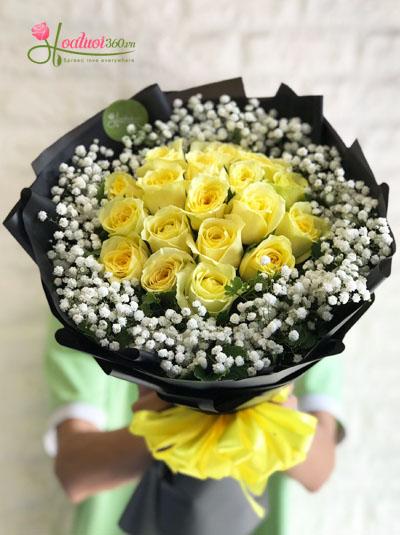 Bó hoa hồng vàng tặng sinh nhật đẹpBH42  Shop hoa tươi Cầu Giấy Lan hồ  điệp Điện hoa Hà Nội Vincy Garden