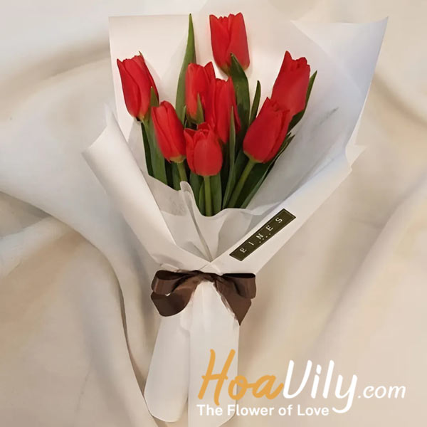 bó hoa tulip đỏ - tình yêu nhẹ nhàng và đầy sức sống