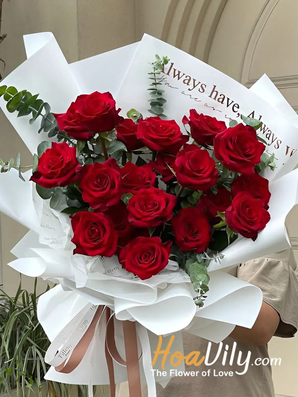 tặng hoa hồng nhung đỏ vào dịp valentine