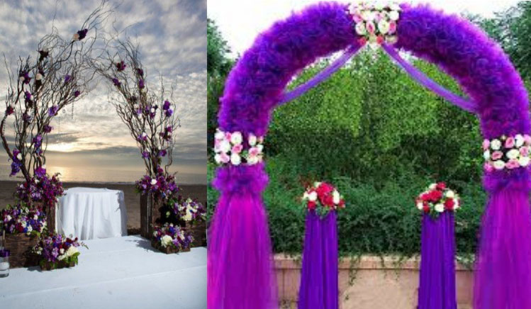 Cổng hoa cưới màu tím lãng mạn và lòng thủy chung