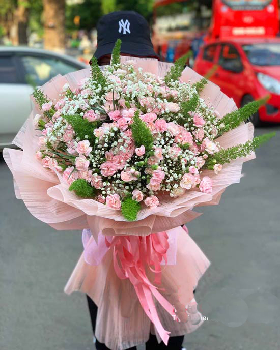 Hoa sinh nhật đẹp - hoa cẩm chướng x baby