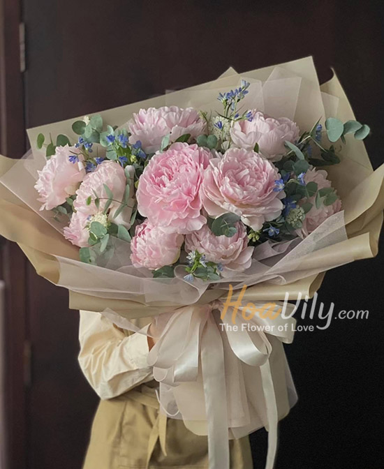 Bó hoa mẫu đơn hồng - Dành trọn yêu thương